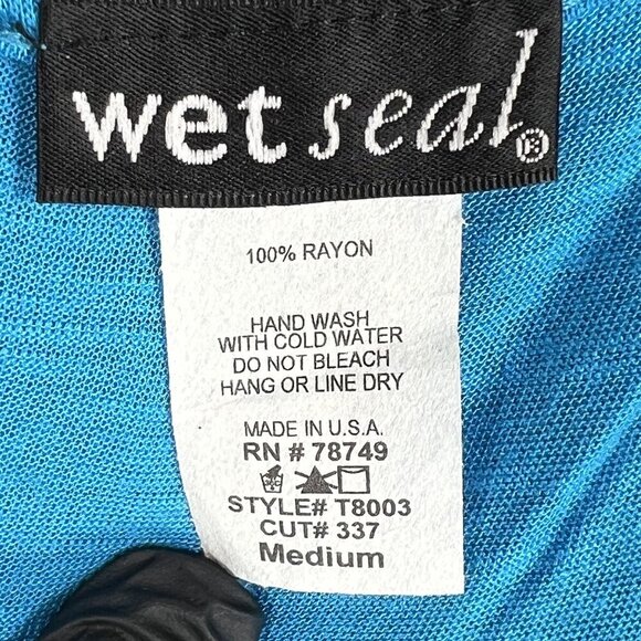 Y2K Vintage Wet Seal Womens M Blue Zebra Print Tank Top Made In USA Flowy Beachy - Picture 10 of 11